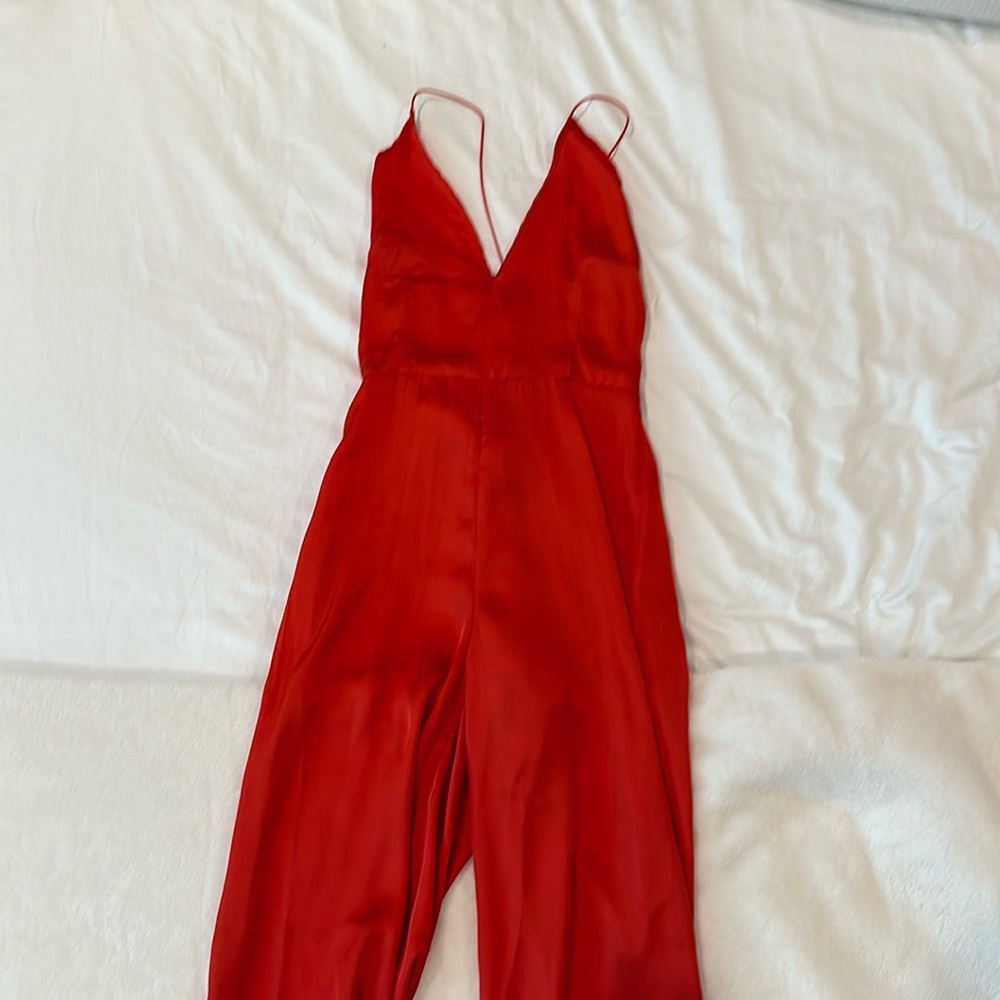 Red capri jumpsuit
